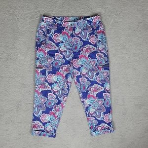 Chico's Floral Ankle Pants - Purple and Pink